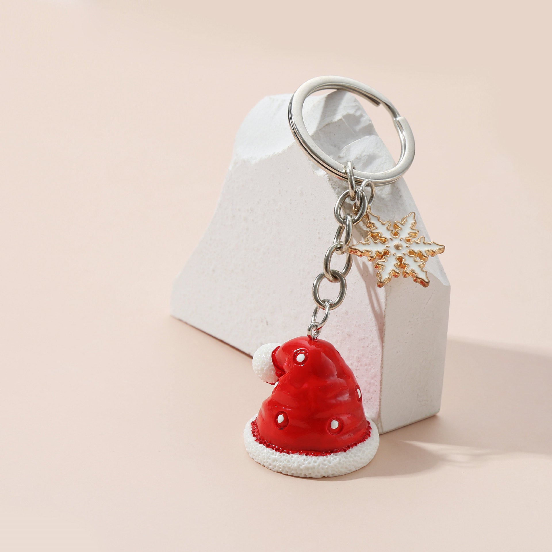 Metal al por mayor de Metal Santa Snowflake Keychain